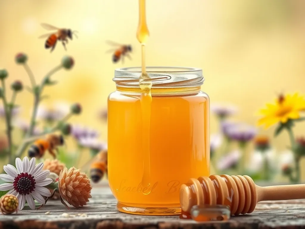 Acacia honey in a Mason jar